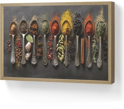Wandlamp 60x40 cm - Oplaadbaar - Lepels - Specerijen - Kaneel - Chili - Wandlampen binnen woonkamer - Slaapkamer lamp - Decoratieve nachtlamp - Vloerlamp draadloos