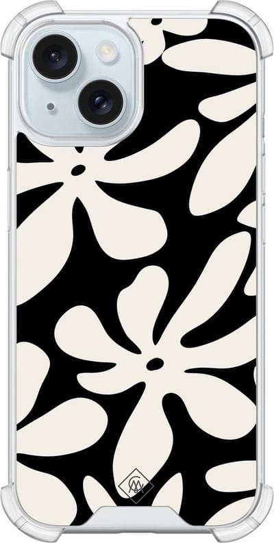 Casimoda® hoesje - Geschikt voor iPhone 13 - Noir Bloom - Shockproof case - Extra sterk - Siliconen/TPU - Zwart, Transparant