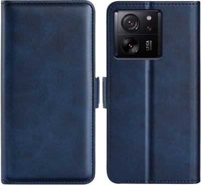 MobyDefend Hoesje - Geschikt voor Xiaomi 13T / 13T Pro - Luxe Wallet Book Case (Sluiting Zijkant) - Blauw