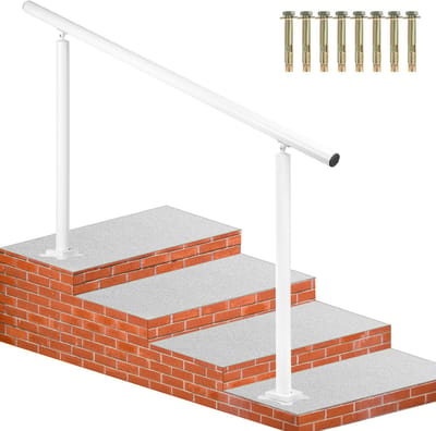 Trapleuningset van 1,5 m, Verstelbare Witte Aluminium Leuningen voor 0-5 Treden, Binnen en Buiten, Ondersteuning voor Ouderen