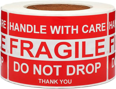 Breekbare Stickers - Waarschuwingslabels - Veilig Verzenden - Opvallend Rood - 10x16 cm - Rood