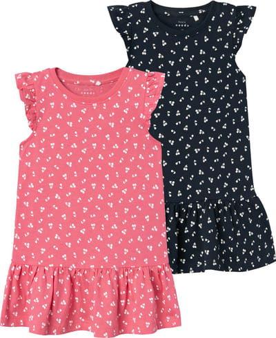 NAME IT NMFVIDA 2P CAPSL DRESS Meisjes Jurk - Camellia RosePack:Dark Sapphire - Maat 98
