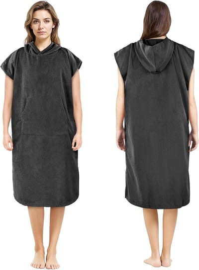 Unisex Microfibre Towel Poncho 110 x 78 cm - Sneldrogende Badcape voor Surf en Strandgebruik, Ideaal voor Volwassenen en Dames