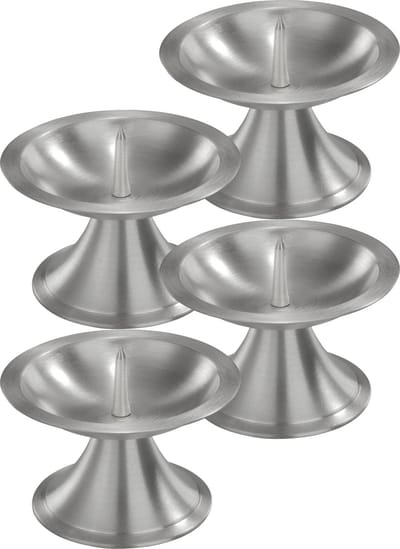 4x Luxe metalen kaarsenhouders zilver voor stompkaarsen van 7-8 cm - Stompkaarshouder - Kaarshouder/kaarsen standaard - Kandelaar voor stompkaarsen - Woonaccessoires
