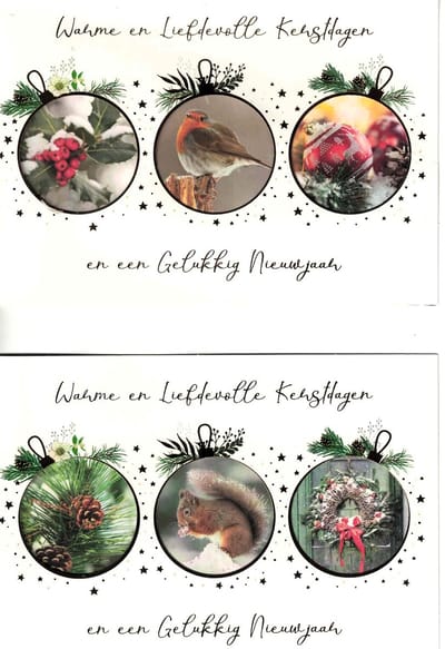 8 luxe kerstkaarten -2 x 4 luxe kaarten met envelop - Warme en Liefdevolle kerstdagen en een gelukkig nieuwjaar - binnenkant blanco