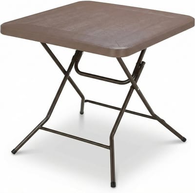Tuintafel Houtlook - Kleine Eettafel - Balkon Gebruik - Opvouwbaar Stevig Frame - 80x80x74 cm - Bruin