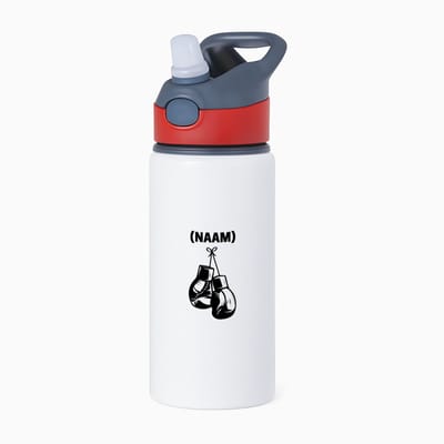 Hacebo® - Boksen met eigen naam waterfles met rietje rood - Sport - Bokser - Vechtsport - water fles - 650ML
