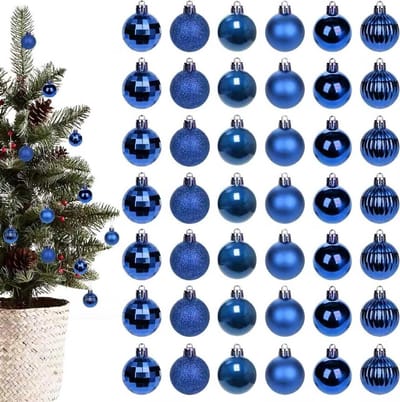 Shiny Kerstballen Set van 42 Stuks - Schitterende, Schokbestendige Decoratie voor Kerstboom en Feestelijke Gelegenheden - Mini Kerstballen van 3 cm (Blauw)