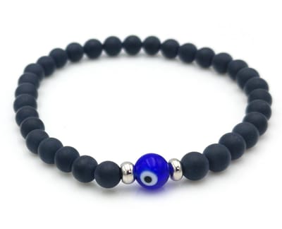 No Evil armband Evil Eye met zwarte matte natuursteen kralen