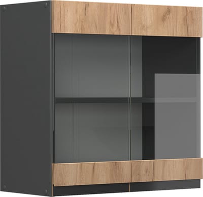 Vicco R-Line Glazen keukenkast – 60 cm J-vorm Krachtige eik goud