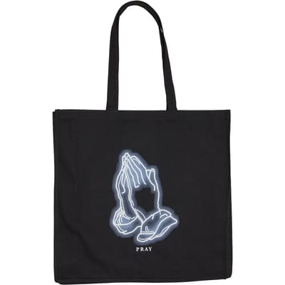 Mister Tee - Pray Glow Oversize Canvas Schoudertas/Shopper - Zwart