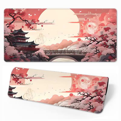 Gaming muismat - 800x300 mm - Antislip - Waterdicht - Gestikte randen (Pink Sunset)