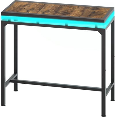 Zwevende Bartafel met LED-verlichting - Industrieel Ontwerp voor Woonkamer en Keuken - Vintage Bruin-Zwart