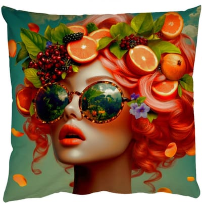 Sierkussens - Kussentjes Woonkamer - 50x50 cm - Vrouw - Sinaasappel - Bessen - Oranje