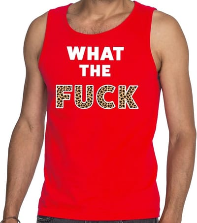 What the Fuck tijgerprint tekst tanktop / mouwloos shirt rood heren - heren singlet What the Fuck tijgerprint S