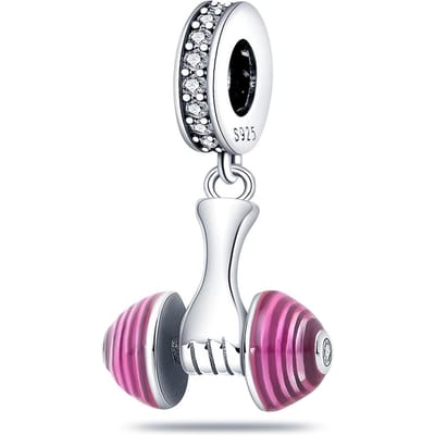 Véritable Charme Cuivre Rose Haltère de Fitness Pendentifs Perle Convient aux Bracelets Bijoux pour Femmes Fabrication Artisanale DoItYourself Cadeaux