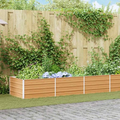 vidaXL - Verhoogde - plantenbak - Lichtbruin - 480 - x - 80 - x - 45 - cm - Gegevens - staal