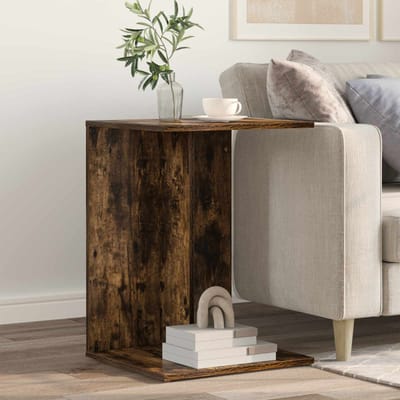 vidaXL - Bijzettafel - Rook - Eiken - 45 - x - 40 - x - 62,5 - cm - Bewerkt - hout