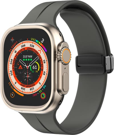 Siliconen bandje - geschikt voor Apple Watch 1/2/3/4/5/6/7/8/9/10/11/ SE (1,2,3) met maat 38 mm / 40 mm / 41 mm en 42 mm (Watch 10/11) - donkergrijs