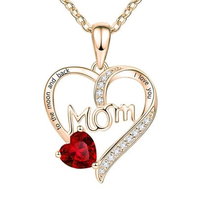 Lumici® | Mama Ketting v2 – “I Love You – To the Moon and Back” met Hartjes Zirkonia – Ketting Voor Moeder – Mom Necklace – Cadeau Voor Haar – Moederdag Geschenk – Dames Ketting – Collier – Valentijn – Liefde – Zilver / Rosegoud