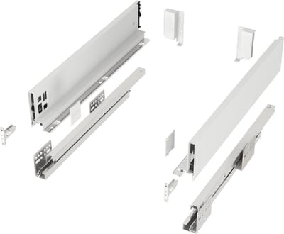Lasysteem JUNKER-SLIM wit Hoogte: 84 mm, Diepte: 300 mm, stressbestendig tot 40 Kg, 3D Instelling, Soft-Close Lade met 13 mm smalle ladebakken