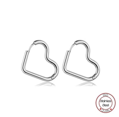 Borasi Hartjes Hoops Oorbellen Zilverkleurig | Roestvrijstaal | 2 cm | Dames Sieraden | Hoops | Dames Oorbellen |