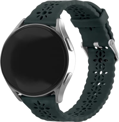 Strap-it Smartwatch bandje siliconen patroon 20mm - Geschikt voor Samsung Galaxy Watch 7 (40 & 44mm) / Watch 6 (Classic) / Watch 5 (Pro) / Watch 4 (Classic) / Watch FE / Watch 3 41mm / Watch 1 42mm / Active (2) - Amazfit Bip / - dennengroen