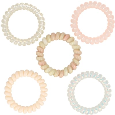 Haarsoires Haarelastieken Invisibobble - Telefoondraad - Mix - Beige Naturel - Set van 5 - Spiraal Haar Elastieken - Haarvriendelijk