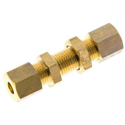 5mm Messing Rechte Knelfitting Schotdoorvoer 150bar DIN EN 1254-2