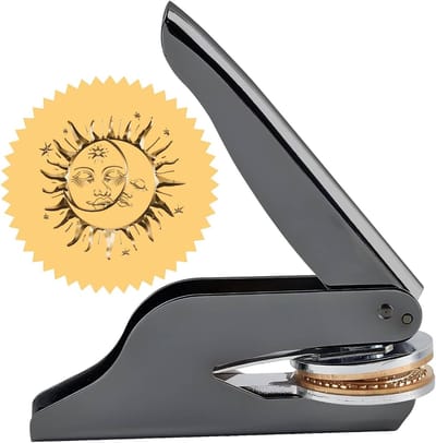EGoods - Embosser Boek Stempel Custom Gepersonaliseerde Decoratieve Seal Hand Held Embossing Stempel - Zon Maan Afstuderen Verjaardag Envelop