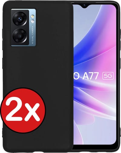 Hoesje - 2 Stuks - Geschikt voor OPPO A77 - Sterk & Shockproof - Telefoonhoes - Back Cover - Case Siliconen - Telefoon Hoes - Zwart