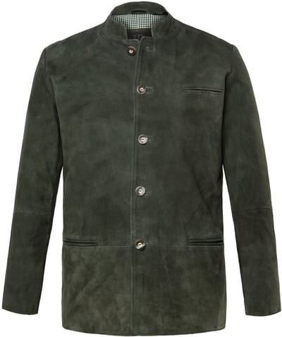JP 1880 - Heren - leren janker klederdracht leer geitensuède tot 72 - Donkerolijf - Maat 56