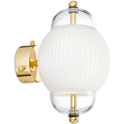 DESIGN BY US Wandlamp Shahin, wit/transparant, mondgeblazen glas, G9