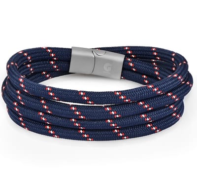 Surfer armband Touw met Magnetische Sluiting Galeara NOA Double 21,5cm Heren en Dames rood-blauw