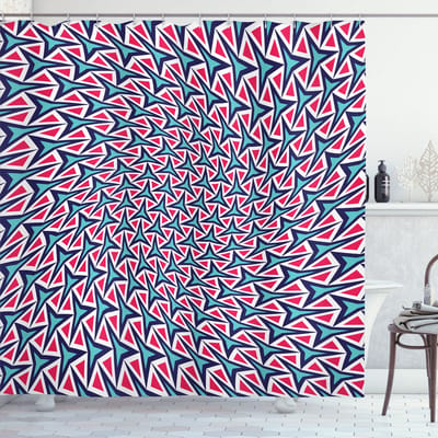New Bed, Trippy Retro Hipster Abstract, Douchegordijn Badkamer Decor Set met Haakjes, 180 cm B 200 cm L