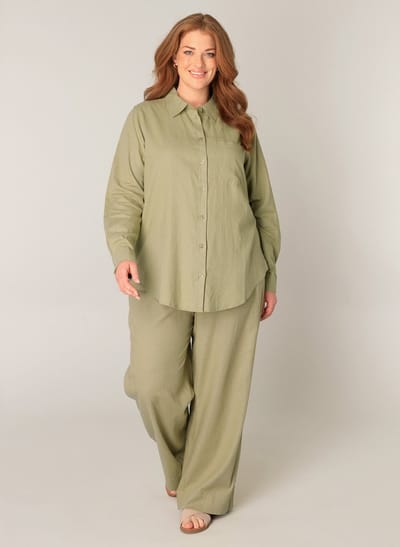 BASE LEVEL CURVY Yaella Shirts - Soft Army - maat 0(46)
