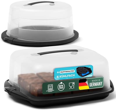 Novaliv taarttransportdoos set van 2 ronde en vierkante grote opbergdozen met deksel taart taart dessert, feestdoos container taarttransportdoos taartcontainer transportcontainer doos feestset