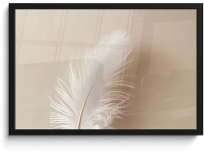 Poster in lijst - Fotolijst 60x40 cm - Posters - Veer - Minimalistisch - Roze - Posterlijst zwart - Decoratie - Wanddecoratie woonkamer - Muurdecoratie slaapkamer