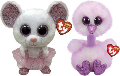 Ty - Knuffel - Beanie Buddy - Nina Mouse & Kenya Ostrich