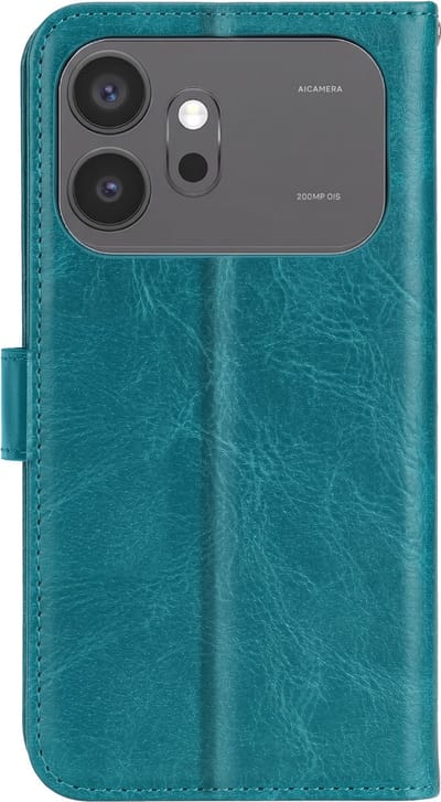 Mayaxess, Portemonnee Hoesje Geschikt Voor Honor 600 / 600 Pro met Standaard en Polsbandje, Turquoise