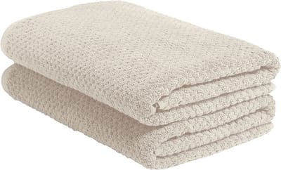 Yumeko douchelakens dots wit zand 70x140 - 2 st - Hotelkwaliteit - Bio, eco & fairtrade