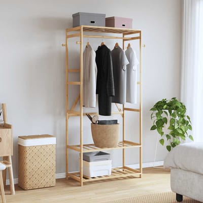 vidaXL - Kledingrek - met - schappen - 80x40x175 - cm - bamboe