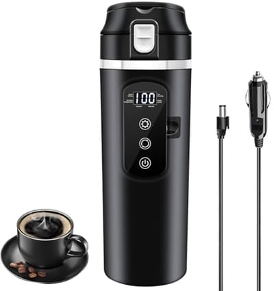 Draagbare elektrische waterkoker voor auto, 400ml met temperatuurcontrole en lekvrij ontwerp