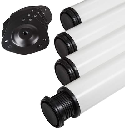 SOTECH 4 stuks Tafelpoten Hoogte 820 mm Ø 76 / 80 mm staal met wit oppervlak belastbaar tot 300 kg (75 kg per stuk) met 32 mm hoogteverstelling