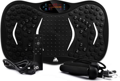 EVOLAND Trilplaat - Trilplaat fitness - Powerplate - Inclusief weerstandsbanden en handvatten - 5 trainingsprogramma's - 99 snelheid niveaus - Met bluetooth muziek - Trainingsapparatuur voor uithoudingstraining - Zwart
