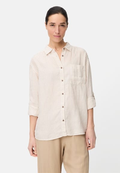 camel active Blouse met kentkraag - Maat womenswear-XXS - Zand