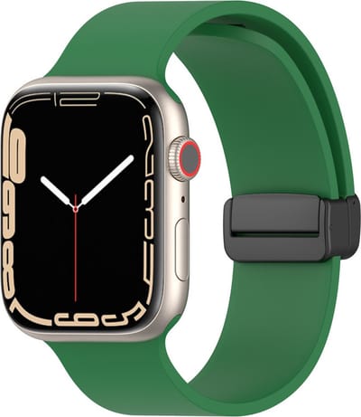 Siliconen bandje - geschikt voor Apple Watch 1/2/3/4/5/6/7/8/9/10/11/ SE (1,2,3) met maat 38 mm / 40 mm / 41 mm en 42 mm (Watch 10/11) - donkergroen
