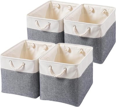 Opbergdozen 33 x 33 x 33 cm, Stoffen Opbergmanden voor Kleding, Kasten en Planken (Koud Grijs, Set van 4)