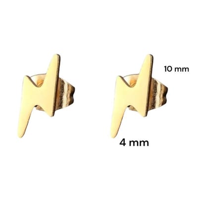 Aramat Jewels | Oorbellen | RVS Bliksem Oorbellen 10x4mm Diverse Kleuren - Flits Oorstekers | Goudkleur | |4mm | Staal | Kinderen, Volwassenen | Verkleurd niet