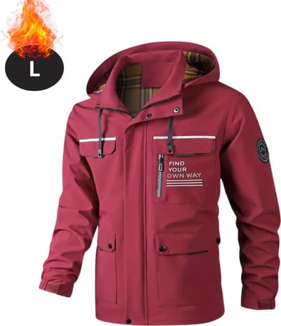 Bovista Windjas Voor Heren - Windjack - Waterdicht - Jas Met Capuchon - Outdoorjas - Volwassen - Rood - Maat L